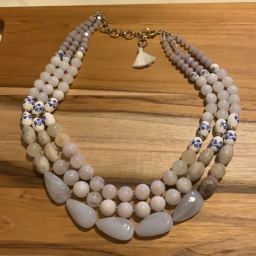 Elegant Multi-Strand Semi-precious Beaded Necklace